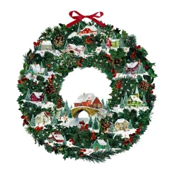 Adventsdeko & Kalender-Adventskalender "Weihnachtskranz mit Winterhäuschen"