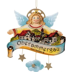 Käthes Original Bayern Motive|Christbaumschmuck Holz-Baumbehang "Oberammergau" mit Schutzengel