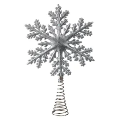 Christbaumspitzen|Baumschmuck Aus Kunststoff-Baumspitze Schneeflocke, silber