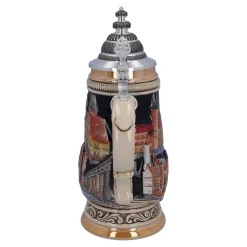 Bierkrüge|Rothenburg Motive-Bierkrug mit Zinndeckel 