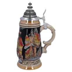 Bierkrüge|Rothenburg Motive-Bierkrug mit Zinndeckel 