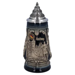 Bierkrüge|Rothenburg Motive-Bierkrug mit Zinndeckel "Rothenburg mit Ritter", 0,25l