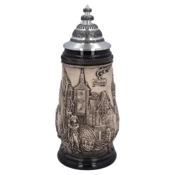 Bierkrüge|Rothenburg Motive-Bierkrug mit Zinndeckel "Rothenburg", natur, 0,5 Liter