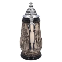 Bierkrüge|Rothenburg Motive-Bierkrug mit Zinndeckel 