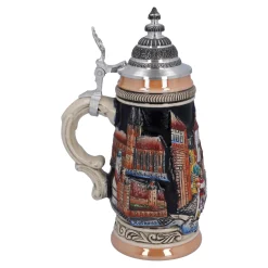 Bierkrüge|Rothenburg Motive-Bierkrug mit Zinndeckel 