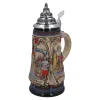 Bierkrüge|Rothenburg Motive-Bierkrug mit Zinndeckel "Rothenburg mit Ritter", 0,5 Liter