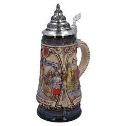 Bierkrüge|Rothenburg Motive-Bierkrug mit Zinndeckel "Rothenburg mit Ritter", 0,5 Liter