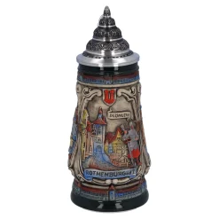 Bierkrüge|Rothenburg Motive-Bierkrug mit Zinndeckel "Rothenburg mit Ritter", 0,25l