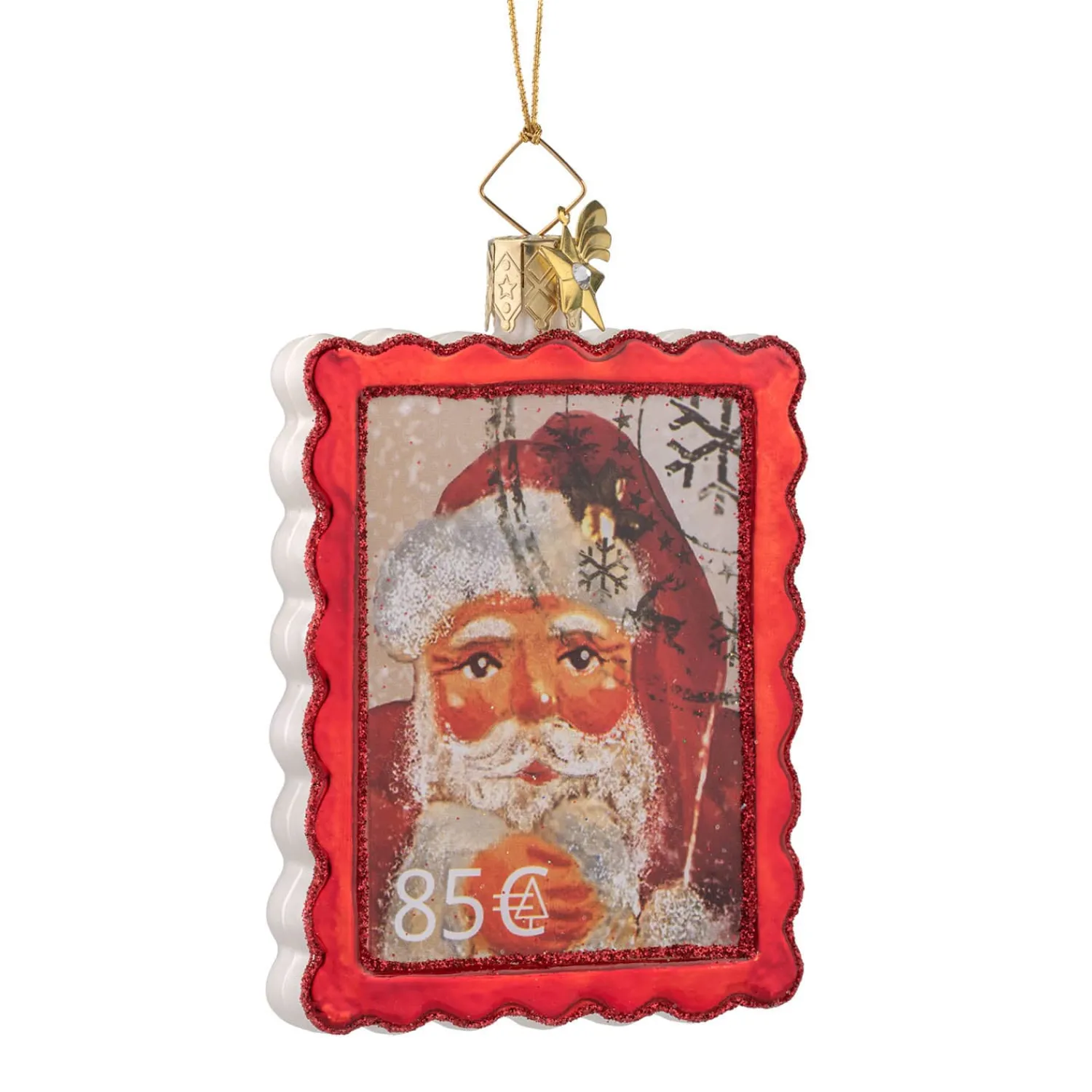 Poesie in Glas Nostalgische Weihnachtsdeko|Weihnachtskugeln Aus Glas-Briefmarke mit Weihnachtsmann