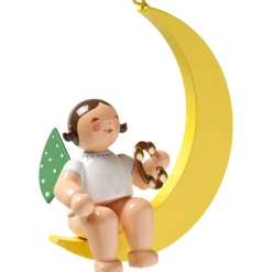 WENDT & KÜHN Wendt & Kühn Kollektion-Engel mit Schellenring auf Mond