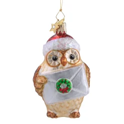 Poesie in Glas Weihnachtskugeln Aus Glas-Eule als Postbote