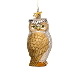 Poesie in Glas Weihnachtskugeln Aus Glas-Eule gold-silber