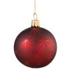 Weihnachtskugeln|Weihnachtskugeln Aus Glas-Glaskugel bordeaux matt mit Sternen, 6cm