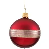Weihnachtskugeln|Weihnachtskugeln Aus Glas-Glaskugel bordeaux matt/lack mit Glitterband, 6cm