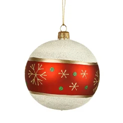 Weihnachtskugeln-Glaskugel Frosty mit Schneeflocken, 10cm