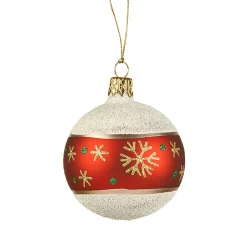Weihnachtskugeln-Glaskugel Frosty mit Schneeflocken, 6cm