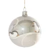 Weihnachtskugeln-Glaskugel grau mit Pinguinen, 7cm