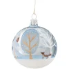 Weihnachtskugeln|Weihnachtskugeln Aus Glas-Glaskugel hellblau "Winterwald", 7 cm