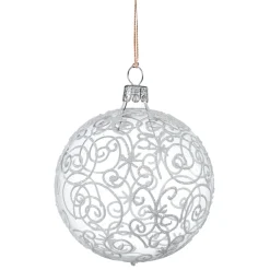 Weihnachtskugeln|Weihnachtskugeln Aus Glas-Glaskugel klar mit Irisschnörkeln, 8 cm