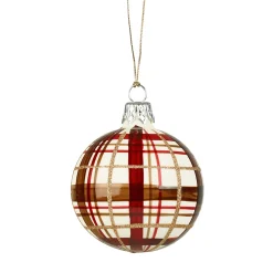 Weihnachtskugeln-Glaskugel mit Karomuster weiß matt, 6cm