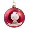 Weihnachtskugeln-Glaskugel rot matt "Für Oma", 7 cm