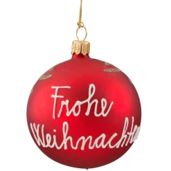 Weihnachtskugeln|Weihnachtskugeln Aus Glas-Glaskugel rot matt mit Elch, 7 cm