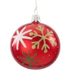 Weihnachtskugeln Aus Glas|Weihnachtskugeln-Glaskugel rot opal mit Schneeflocken, 7 cm