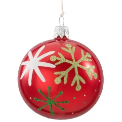 Weihnachtskugeln Aus Glas|Weihnachtskugeln-Glaskugel rot opal mit Schneeflocken, 7 cm