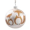 Weihnachtskugeln-Glaskugel taupe matt mit zwei Füchsen, 7 cm