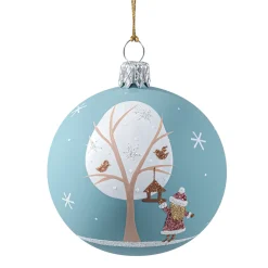 Weihnachtskugeln Aus Glas|Weihnachtskugeln-Glaskugel türkis matt "Vogelfütterung", 7 cm