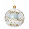 Weihnachtskugeln|Weihnachtskugeln Aus Glas-Glaskugel weiß "Frohe Weihnachten", 8 cm