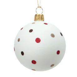 Weihnachtskugeln Aus Glas|Weihnachtskugeln-Glaskugel weiß matt mit Glitzerpunkten, 10 cm