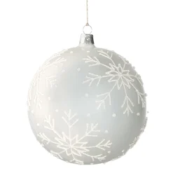 Weihnachtskugeln-Glaskugel weiß mit Schneeflocken, 12cm