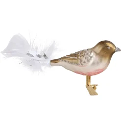 Poesie in Glas Weihnachtskugeln Aus Glas-Glasvogel braun-silberfarben