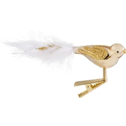 Poesie in Glas Weihnachtskugeln Aus Glas-Glasvogel, goldfarben