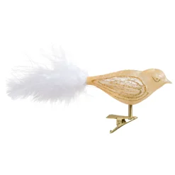 Poesie in Glas Weihnachtskugeln Aus Glas-Glasvogel, gold-glimmer