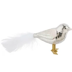 Poesie in Glas Weihnachtskugeln Aus Glas-Glasvogel, silber