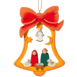Käthes Original Christbaumschmuck Holz-Glocke mit Heiliger Familie