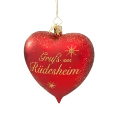 Poesie in Glas Deutschland Motive|Weihnachtskugeln Aus Glas-Herz "Gruß aus Rüdesheim"
