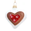 Weihnachtskugeln|Weihnachtskugeln Aus Glas-Herz weiß matt mit Lebkuchen Herz