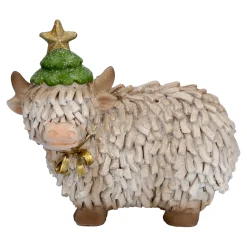 Standfiguren-Hochlandrind mit grüner Mütze, Standfigur