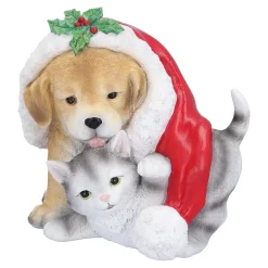 Standfiguren-Hund und Katze unter Mütze