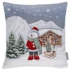 Sandner Wohndeko-Kissenhülle "Schneemann mit Schlitten"