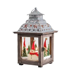 Laternen Weihnachten-Laterne "Schneemann im Winterwald"