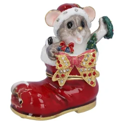 Wohndeko-Maus in Stiefel, Schatulle