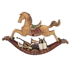 Standfiguren-Nostalgisches Schaukelpferd mit Instrumenten, hellbraun
