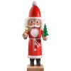 HODREWA Nussknacker Figuren|Weihnachtsdeko Holz-Nussknacker "Weihnachtsmann", rot/weiß lasiert, 37 cm
