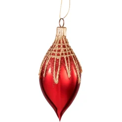 Weihnachtskugeln Aus Glas|Weihnachtskugeln-Olive rot mit Glitterdach