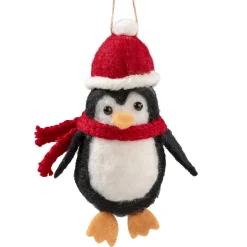 Baumschmuck Aus Filz-Pinguin aus Filz mit Schal und Mütze