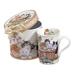 Tischdeko-Porzellan-Tasse "Katzenkinder"